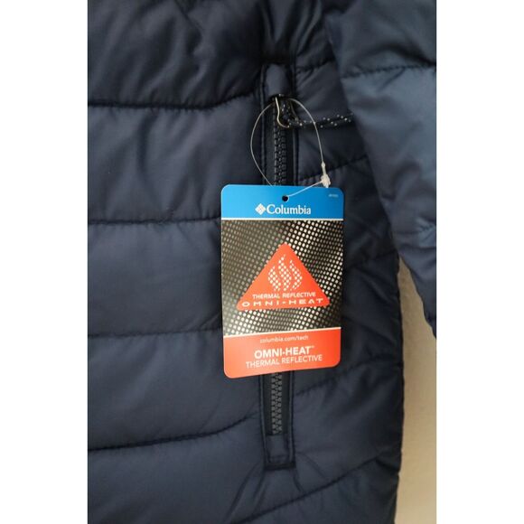 Columbia WO1111-467 Mens Sz M Navy Blue Powder Lite Omni-Heat Puffer Jacket - Picture 6 of 15